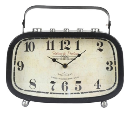 Reloj De Mesa Hierro 29x25x7cm Vintage Negro