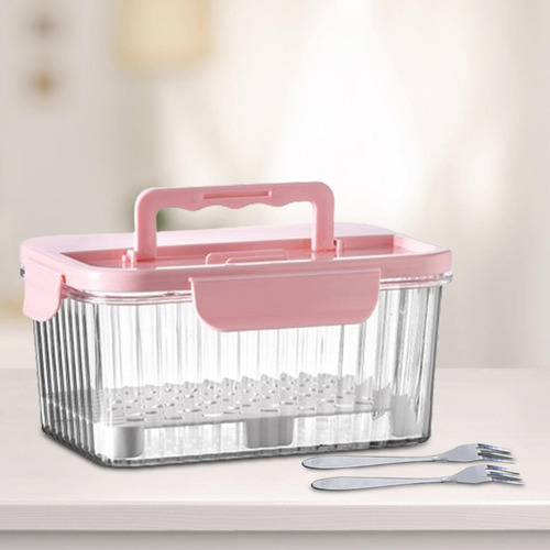 Fiambrera De Frutas Portátil, Caja Para Pícnic Rosa 1600ml