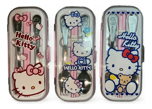 Set Estuche Portátil De Cubiertos Con Palillos/ Hello Kitty