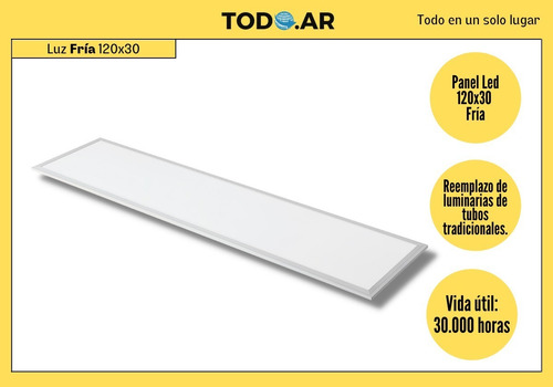 Imagen 2 de 5 de Panel Led 120x30 48w Luz Fría Blanco Ideal Espacios Grandes