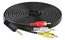 Comprar Cable Auxiliar 3.5mm A Rca 3 Machos De 15m Largo Slim Company Para Dvd Amplificadores Teatro En Casa Y Vhs De Alta Calidad De Audio Y Video Color Negro