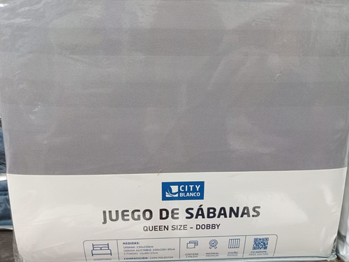 Juego De Sabanas Queen Size - Dobby. Gris