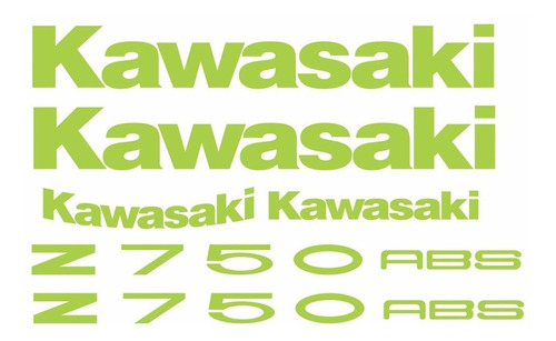 Kit Adesivos Kawasaki Z750 Z 750 Amarelo Fluorescente Kit012