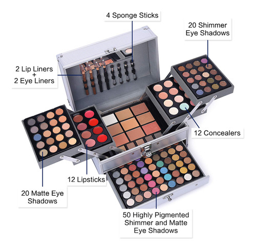 Set De Regalo De Maquillaje Charmcode 132 Colores Con 94 Som