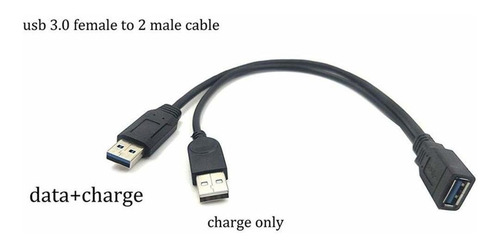 Cable De Extension Usb Hembra A Doble Usb Macho | Negro