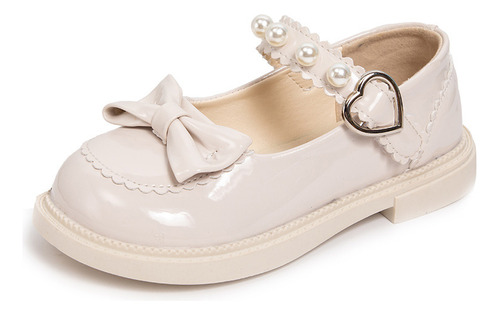 Zapatos De Cuero Niñas Princesa Perlas Elegante Moda Fiesta