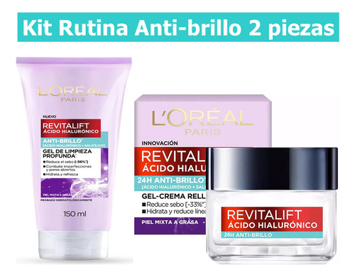 Kit Rutina Anti-brillo L'oréal Paris Gel De Limpieza Y Crema