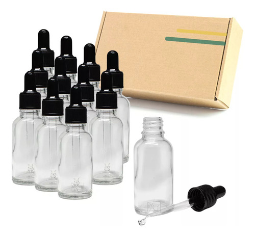 Gotero Frasco Vidrio Cristal 50 Ml Con Pipeta Negra 30 Pzs