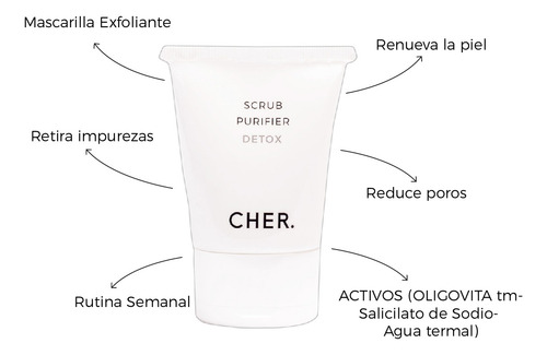 Imagen 8 de 9 de Exfoliante Facial Detox Cher Scrub Purifier - 50 Ml
