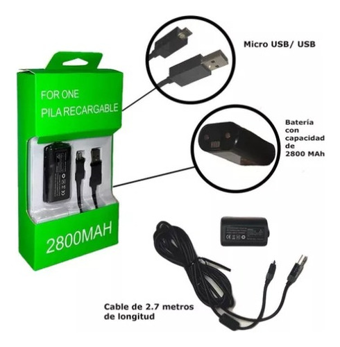 Paquete 5 Piezas Kit Carga Y Juega Compatible Con Xbox One