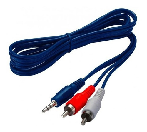 Imagen 1 de 1 de Cable 2 Rca Macho A Plug 3.5mm Macho Auxiliar Azul
