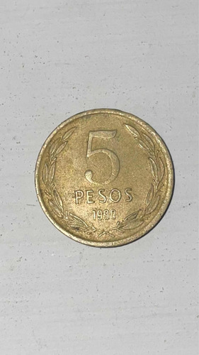 Moneda De 5 Pesos Chile 1990