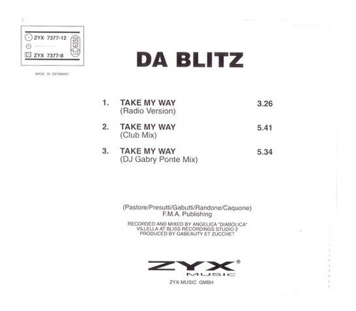 Da Blitz - Take My Way ...cd Single (Usado)