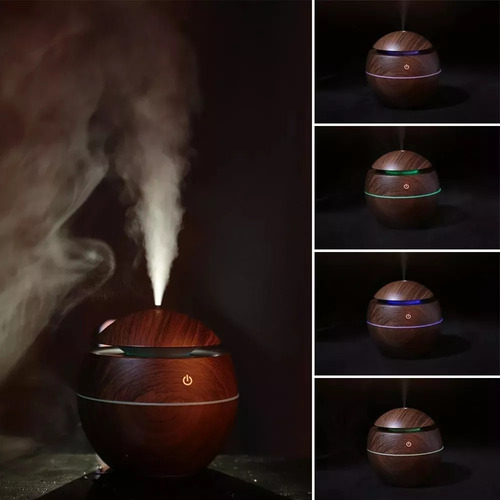 Humidificador De Madera Difusor De Aromas Touc 200ml Luz Led