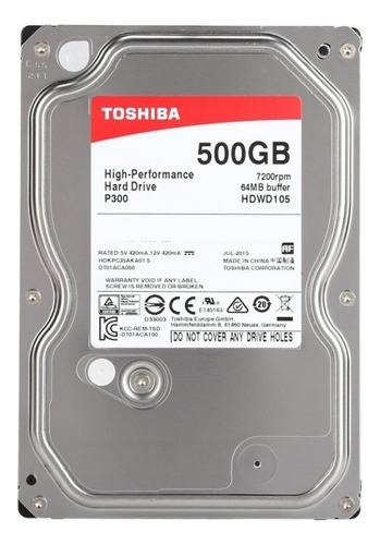 Disco duro interno Toshiba P300 HDWD105XZSTA 500GB