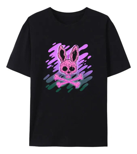 Camiseta De Manga Corta Con Estampado Psycho Cartoon Bunny