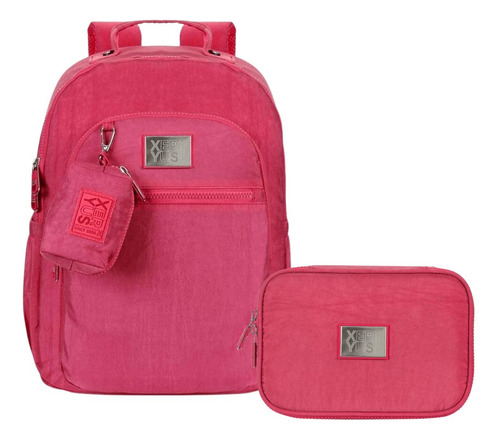 Mochila De Costas E Estojo Box Rosê Kit Escolar Xeryus