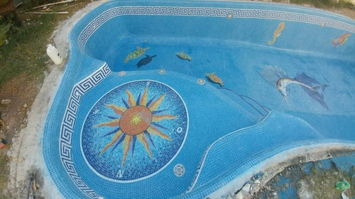 Imagen 8 de 9 de Mosaico Figura Rosa De Los Vientos P.alberc De 1.00 Mt.