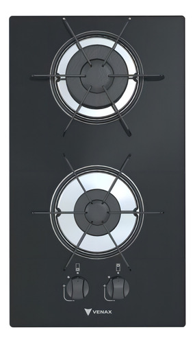 Estufa de gas automática Venax de 2 quemadores, sin vidrio negro, color negro, 110 V/220 V