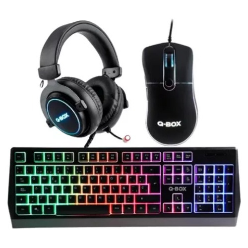 Combo Perifericos Qbox Mouse Teclado Auriculares Gaming Rgb