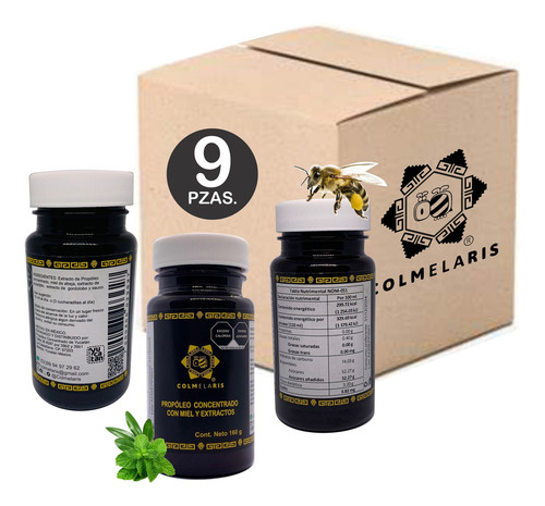 Propóleo Natural Concentrado Colmelaris. Jarabe /caja 9pzas.