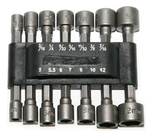 14pcs 1/4 '' Hex Shank Metrico & Standard Sae Socket Nut Dri