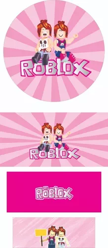 Kit Painel Redondo + Capas Cilindro de Festa Roblox Rosa Meninas