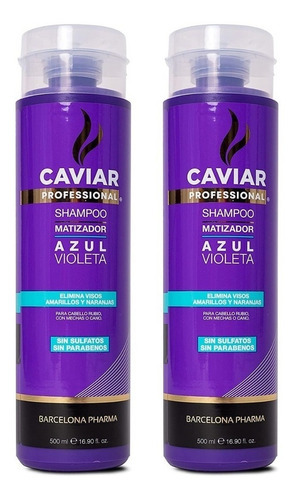  Shampoo Matizador Azul Violeta 500ml Caviar Profesional Dúo
