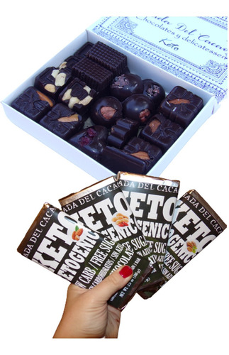 Imagen 1 de 7 de Combo 4 Tabletas Keto 96% Cacao Puro Y Frutos Sec + Bombones