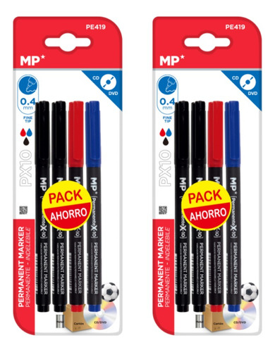 2 Packs Ahorro Marcador Cd Punta Fina Con 4u Mexicopaper