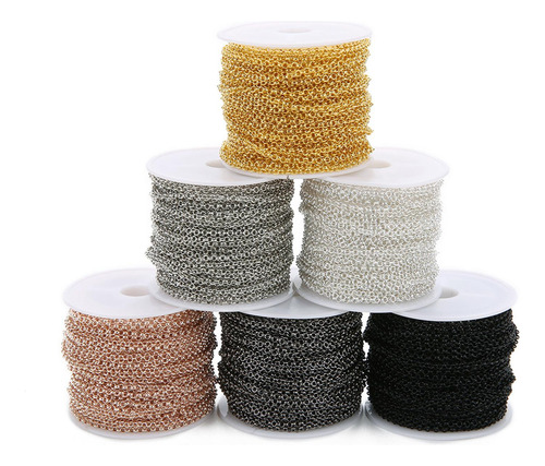 Conjunto De 2 10 M/rollo 3 Mm De Ancho Cadena Collar