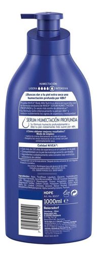 Crema Corporal Nivea Milk Nutritiva Piel Extra Seca 1 Litro