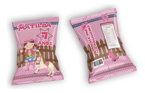 Dulceros Personalizados Chips Bag Invitaciones Vaquera