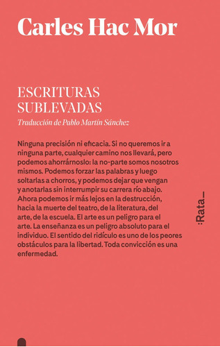 Escrituras Sublevadas, De Hernández Mor, Carles. Editorial Rata, Tapa Blanda En Español