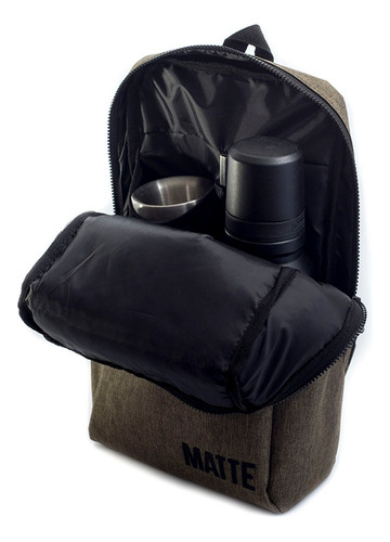 Set Mate Steel + Bombilla + Yerbero + Mochila Matera Olive