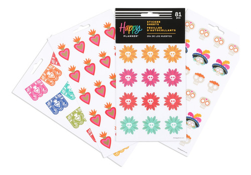 Etiquetas Adhesivas Stickers 5 Hojas Happy Planner Pegatina Color Día De Muertos