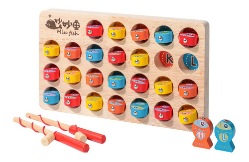 Juego De Pesca Magnético De Madera Montessori Número Y Letra