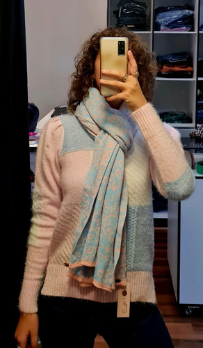 Imagem 2 de 5 de Manta Versátil Estampa Onça Rosa/azul Dupla Face Malhas Cida