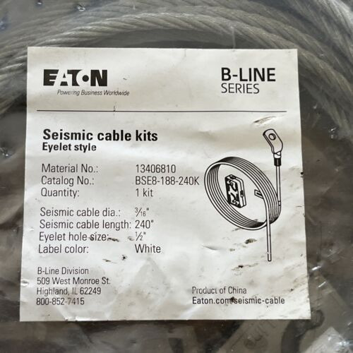Eaton B-line Series Seismic Cable Kits Bse8-1881240k Qty Ccm