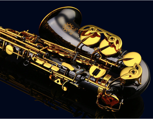 Saxo Alto Kuno Kas-901b Negro Con Llaves Doradas Profesional
