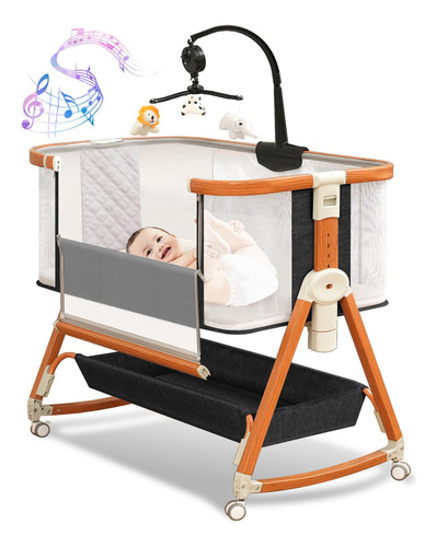 Mesita De Cama 3 En 1 Bassinet Blbblbgdd Con Juguete Musical