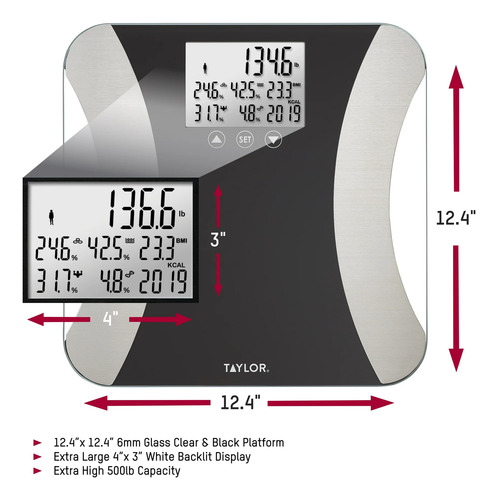 Báscula De Peso Corporal Taylor Precision Plateado Con Negro