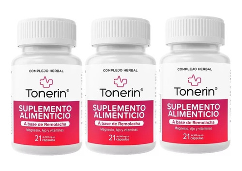 Suplemento en cápsulas blandas Complejo Herbal  Apoyo Cardiovascular Tonerin suplemento alimenticio a base de remolacha remolacha en botella de 100g 21 un pack x 3 u