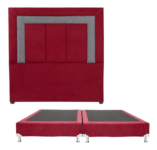 Cabecera King Size Dicasa Bora + Box Red Rojo - Gris