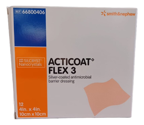 Acticoat Flex 3 Apósito Antimicrobiano-plata 10x10cm C12 Pza