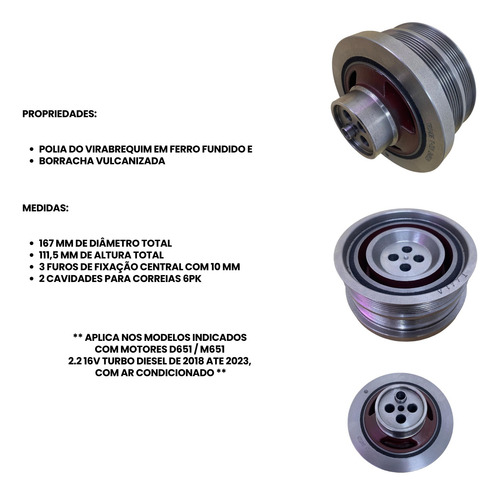 Polia Virabrequim Sprinter 311 2.2 16v Diesel 2018 Ate 2023