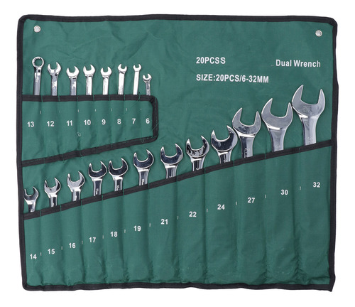Juego De 20 Llaves Combinadas Métricas De Acero Crv Chapadas