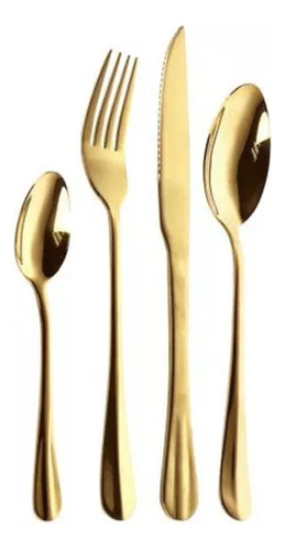 Set X 24 Cubiertos Acero Inoxidable Kremer New York Gold