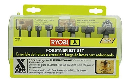 Ryobi A9fs8r1 Juego De Brocas Forstner X-wing De 8 Piezas Pa