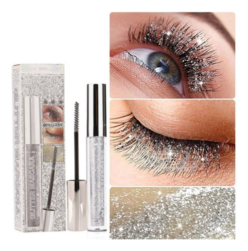 Mascara Pestañas Y Cejas Glitter Dorada/plateada Maquillaje